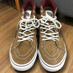NIB Unisex Men's 9 Women's 10.5 VANS Sk8-Hi MTE-1 Plaid Brown Red Sneakers